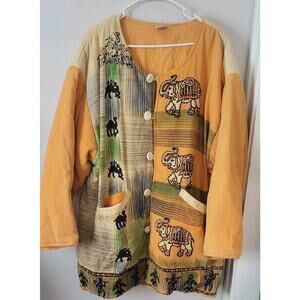 The African Heritage Unisex Coat Jacket Free Size Button Closed Tribal Bohemian